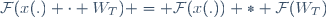 \mathcal{F}(x(.) \cdot W_T) = \mathcal{F}(x(.)) \ast \mathcal{F}(W_T)