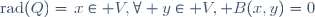 \mathrm{rad}(Q)=\{x\in V,\forall y\in V, B(x,y)=0\}