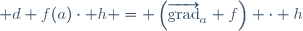 \mathrm d f(a)\cdot h = \left(\overrightarrow{\mathrm{grad}}_a f\right) \cdot h