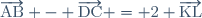\overrightarrow{\text{AB}} - \overrightarrow{\text{DC}} = 2 \overrightarrow{\text{KL}}