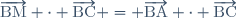 \overrightarrow{\text{BM}} \cdot \overrightarrow{\text{BC}} = \overrightarrow{\text{BA}} \cdot \overrightarrow{\text{BC}}