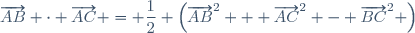 \overrightarrow{AB} \cdot \overrightarrow{AC} = \dfrac12 \left(\overrightarrow{AB}^2 + \overrightarrow{AC}^2 - \overrightarrow{BC}^2 \right)