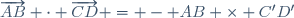\overrightarrow{AB} \cdot \overrightarrow{CD} = - AB \times C'D'