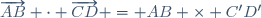 \overrightarrow{AB} \cdot \overrightarrow{CD} = AB \times C'D'