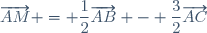 \overrightarrow{AM} = \dfrac{1}{2}\overrightarrow{AB} - \dfrac{3}{2}\overrightarrow{AC}