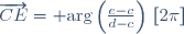 \displaystyle\left(\overrightarrow{CD};\overrightarrow{CE}\right)={\rm arg}\left(\frac{e-c}{d-c}\right)\,[2\pi]
