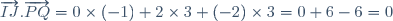 \overrightarrow{IJ}.\overrightarrow{PQ}=0\times(-1)+2\times3+(-2)\times3=0+6-6=0