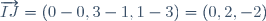 \overrightarrow{IJ}=(0-0,3-1,1-3)=(0,2,-2)