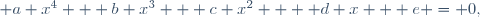 \qquad a x^4 + b x^3 + c x^2  + d x + e = 0,