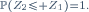 \scriptstyle\ \mathbb{P}(Z_2\le Z_1)=1.