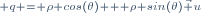 \scriptstyle q = \rho cos(\theta) + \rho sin(\theta)\vec u