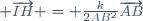 \small \overrightarrow{IH} = \frac{k}{2AB^2}\overrightarrow{AB}