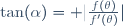 \tan(\alpha)= |\frac{f(\theta)}{f'(\theta)}|