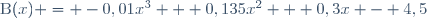 \text{B}(x) = -0,01x^3 + 0,135x^2 + 0,3x - 4,5