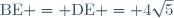 \text{BE} = \text{DE} = 4\sqrt{5}