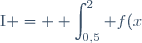\text{I} = \displaystyle \int_{0,5}^2 f(x) \: \text{d}x