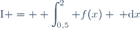 \text{I} = \displaystyle \int_{0,5}^2 f(x) \: \text{d}x