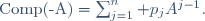 \textrm{Comp(-A)}=\sum_{j=1}^n p_jA^{j-1}.