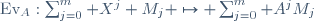 \textrm{Ev}_A:\sum_{j=0}^m X^j M_j \mapsto \sum_{j=0}^m A^jM_j