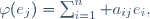 \varphi(e_j)=\sum_{i=1}^n a_{ij}e_i,