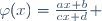 \varphi(x)=\frac{ax+b}{cx+d} \,\!