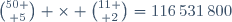 {50 \choose 5} \times {11 \choose 2}=116\,531\,800