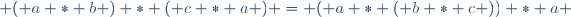  ( a * b ) * ( c * a ) = ( a * ( b * c )) * a \,