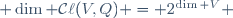  \dim \mathcal{C}\ell(V,Q) = 2^{\dim V} 