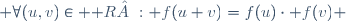  \forall(u,v)\in \mathbb R : f(u+v)=f(u)\cdot f(v) 