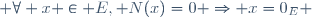  \forall x \in E,\ \mathcal N(x)=0 \Rightarrow x=0_E 