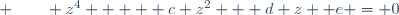  \qquad z^4  +  c z^2 + d z+ e = 0