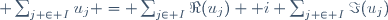  \sum_{j \in I}u_j = \sum_{j\in I}\Re(u_j) +i \sum_{j \in I}\Im(u_j)