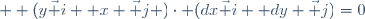   (y\vec i +x \vec j )\cdot (dx\vec i+ dy \vec j)=0