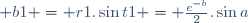  b1 = r1.\sin{t1} = \frac{e^{-b}}{2}.\sin{a}