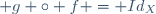  g \circ f = Id_{X}