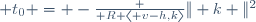  t_0 = -\frac {\mathfrak R \langle v-h,k\rangle}{\| k \|^2}