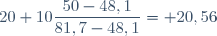 20+10\dfrac{50-48,1}{81,7-48,1}= 20,56