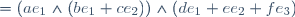 \begin{align}(u\wedge v)\wedge w&=(ae_1\wedge(be_1+ce_2))\wedge(de_1+ee_2+fe_3)\\
&=ace_3\wedge(de_1+ee_2+fe_3)\\
&=ac(de_2-ee_1)\\
\text{et}&\\
(u\cdot w)v-(v\cdot w)u&=ad(b e_1+c e_2)-(bd+ce)ae_1\\
&=ac(de_2-ee_1),\end{align}