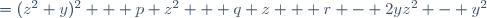 \begin{array}{rl}z^4  +  p z^2 + q z+ r &
=(z^2+y)^2 + p z^2 + q z + r - 2yz^2 - y^2\\
&=(z^2+y)^2 -(2y - p)z^2 + qz - y^2 + r.\\\end{array}
