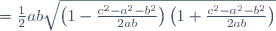 =\frac12ab\sqrt{\left(1-\frac{c^2-a^2-b^2}{2ab}\right)\left(1+\frac{c^2-a^2-b^2}{2ab}\right)}