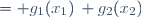 \begin{array}{rl}
f(x_1,x_2) 
&= g_1(x_1)\, g_2(x_2)
\\
&= \frac{g_1(x_{1})}{\int_{\R}g_1(u)du}\ \frac{g_2(x_{2})}{\int_{\R}g_2(v)dv}\\
&= f_1(x_1) \,f_{2}(x_2).
\end{array}