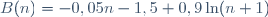 B(n)=-0,05n-1,5+0,9\ln(n+1)
