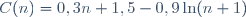 C(n)=0,3n+1,5-0,9\ln(n+1)