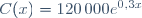 C(x)=120\,000e^{0,3x}