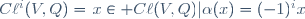 C\ell^i(V,Q)=\{x\in C\ell(V,Q)|\alpha(x)=(-1)^ix\}