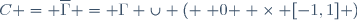 C = \overline{\Gamma} = \Gamma \cup \left( \{ 0 \} \times [-1,1] \right)
