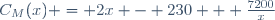 C_M(x) = 2x - 230 + \frac{7200}{x}