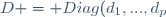 D = Diag(d_1,...,d_p)
