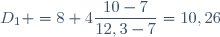 D_1 =8+4\dfrac{10-7}{12,3-7}=10,26