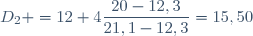 D_2 =12+4\dfrac{20-12,3}{21,1-12,3}=15,50